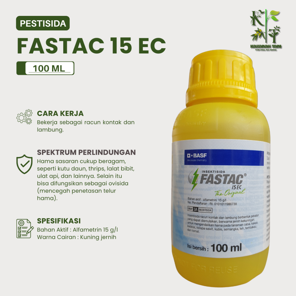 Insektisida Fastac 15EC 100 ml - BASF Alfametrin Ovisida Kumbang Ulat Api Kutu Thrips Grayak Lalat B