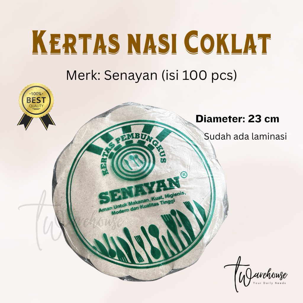 Kertas Nasi Coklat || Kertas Bungkus Nasi Bulat Laminasi Makanan Kuliner Gajah Biru