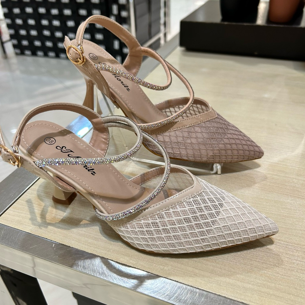sepatu wanita slingback heels 8cm ST.MORITZ original