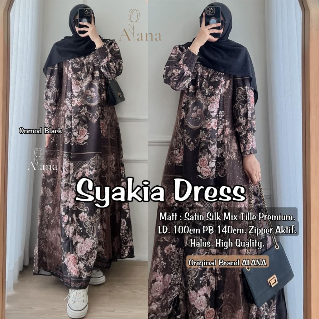SYAKIA DRES // MAXI SILK MOTIF MIX TILE PREMIUM // BY ALANA