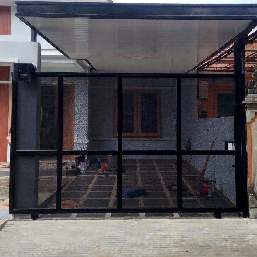 pagar rumah minimalis bentuk simpel bahan expanda dan besi holo galvanis anti karat
