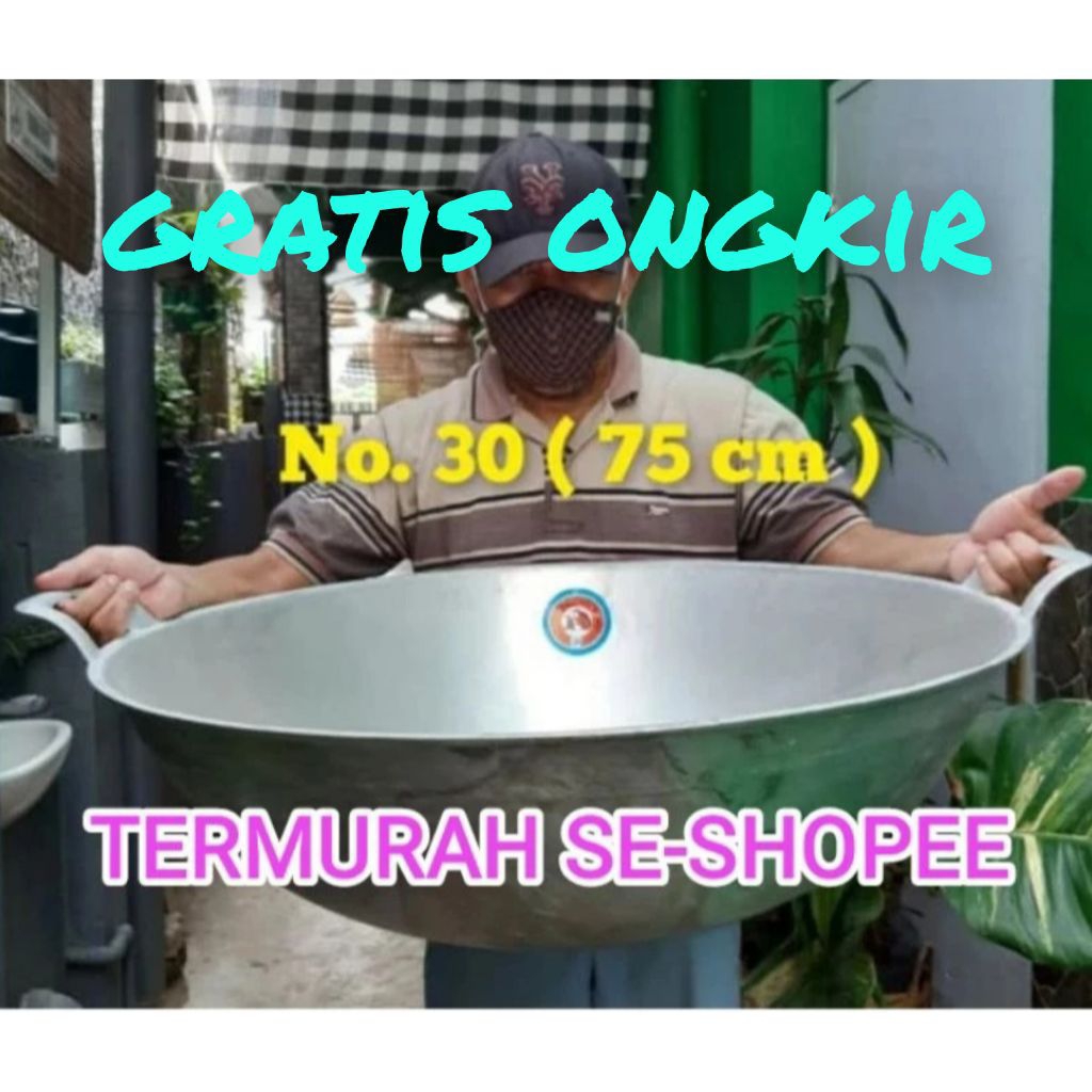 Wajan kuali penggorengan jumbo besar termurah alumunium tebal no.30 (75cm)