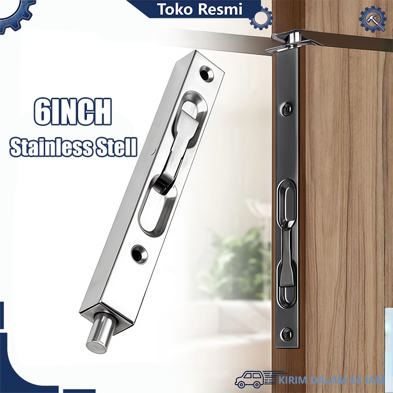 6 inch Stainless Grendeltanam Pintu Panjang Slot Pintu Tanam Termurah Berkualitas