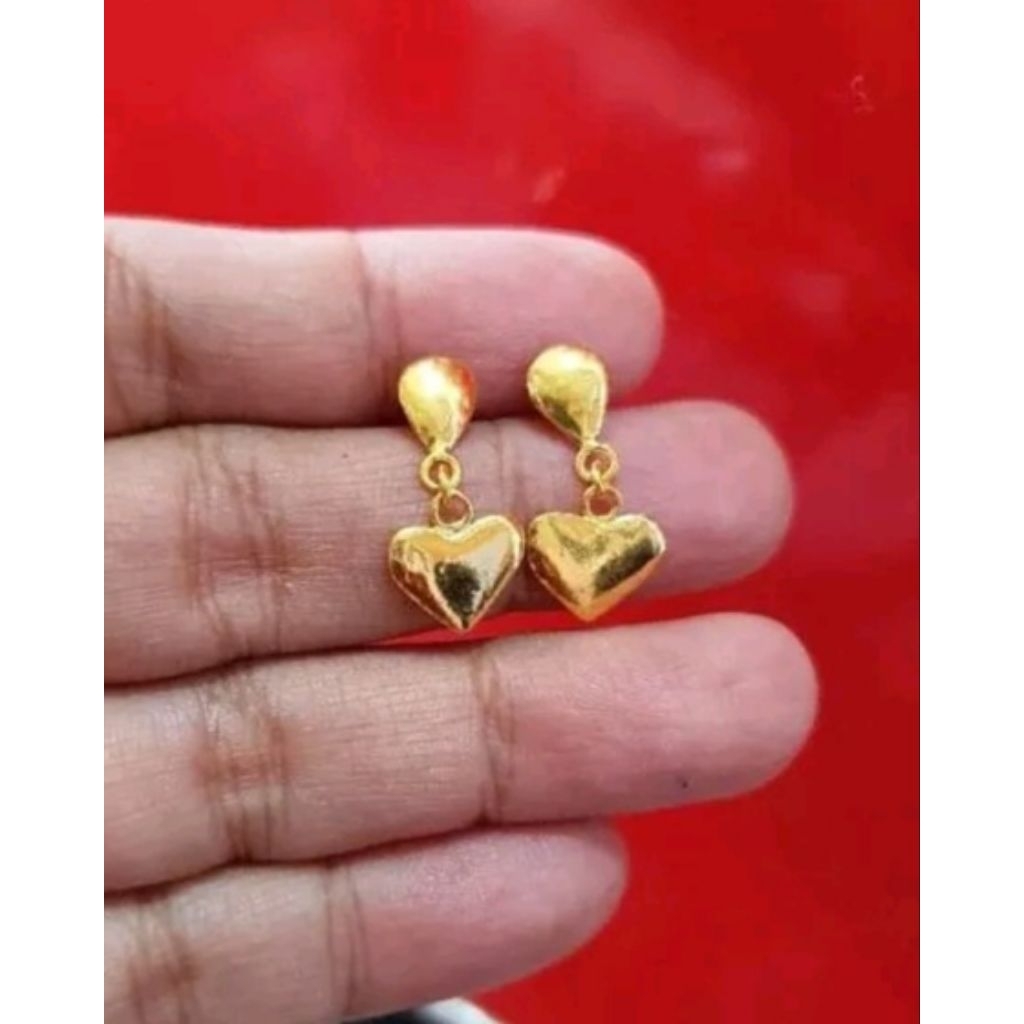 anting wanita - desain love - emas 24k(LM)-emas 99,99- 5gr