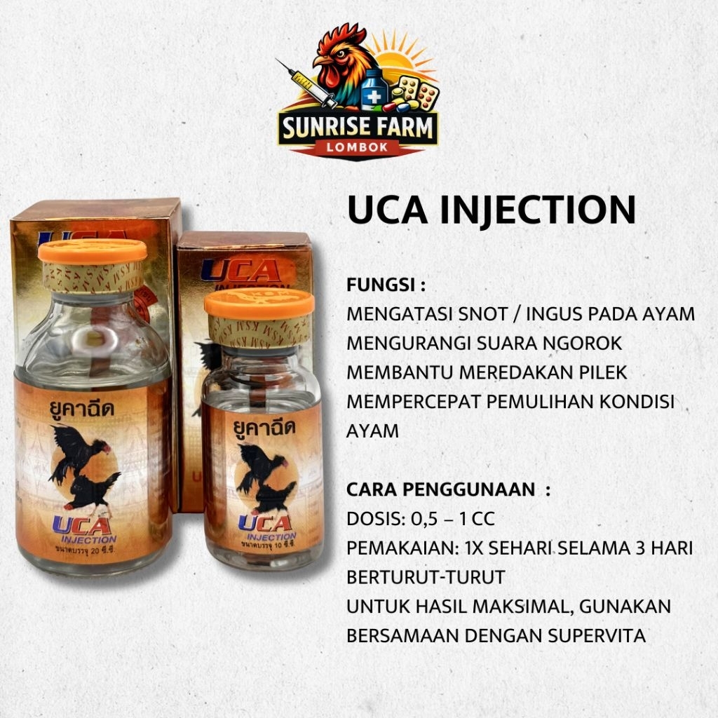 uca injeksi snot,ngorok dan pilek / obat crd import ayam thailand