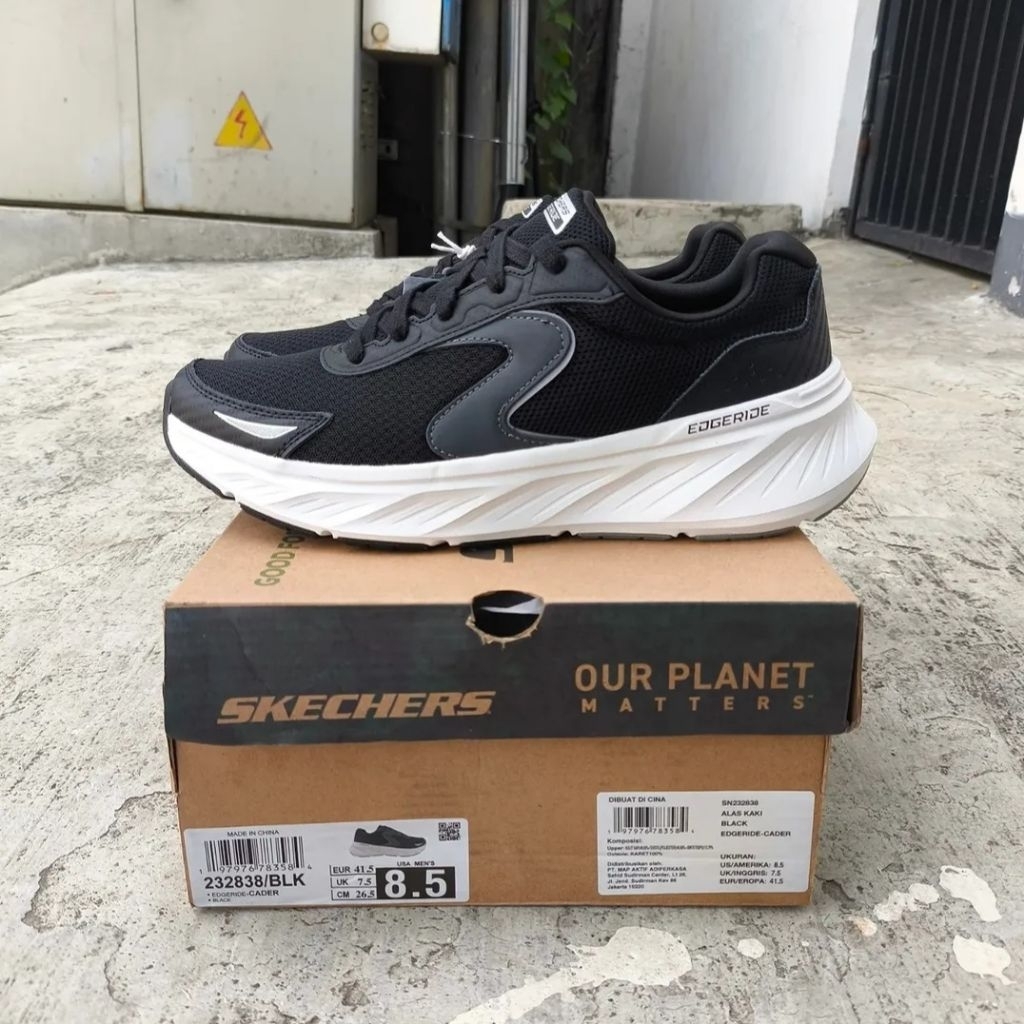 SEPATU PRIA SKECHERS Edge Ride running black -comfort dan nyaman