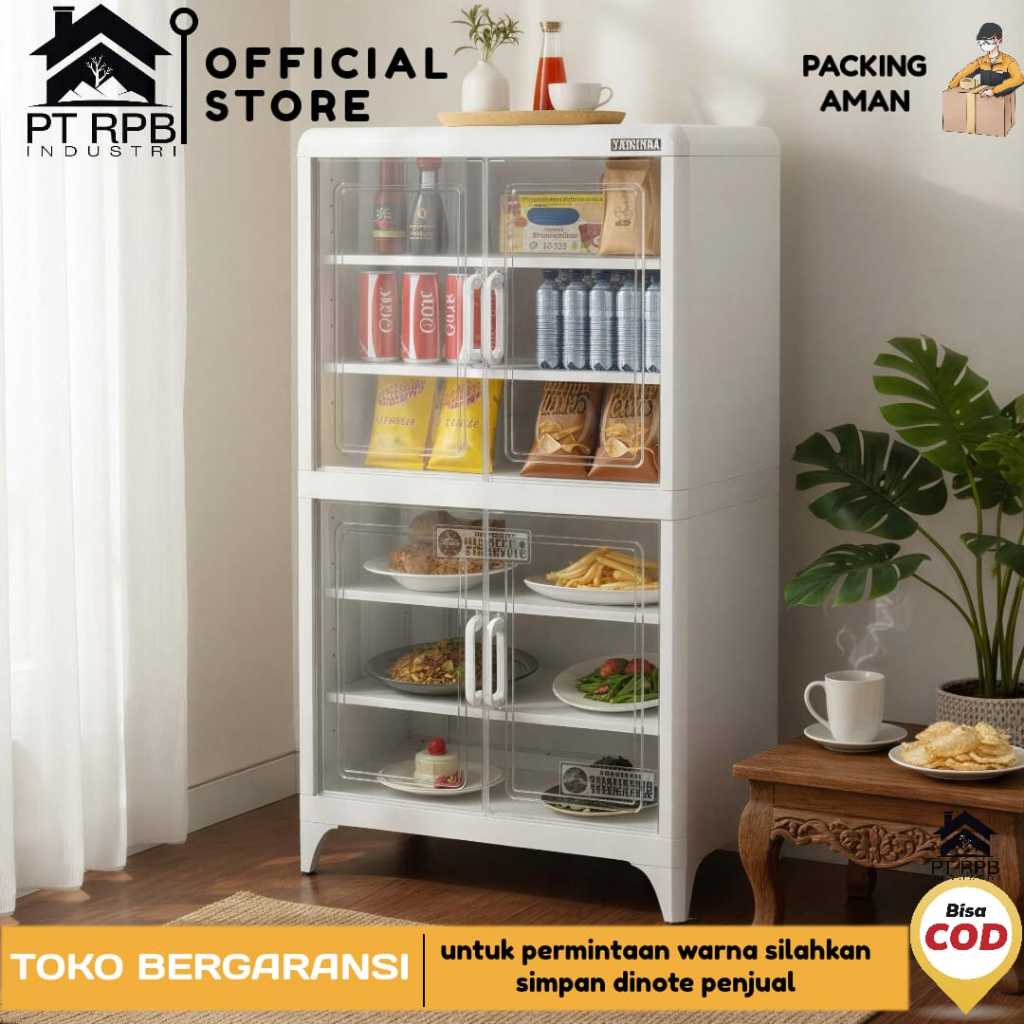 Lemari Tabitha Voyah Rak Piring 6 Susun dengan Tutup Mika Transparan