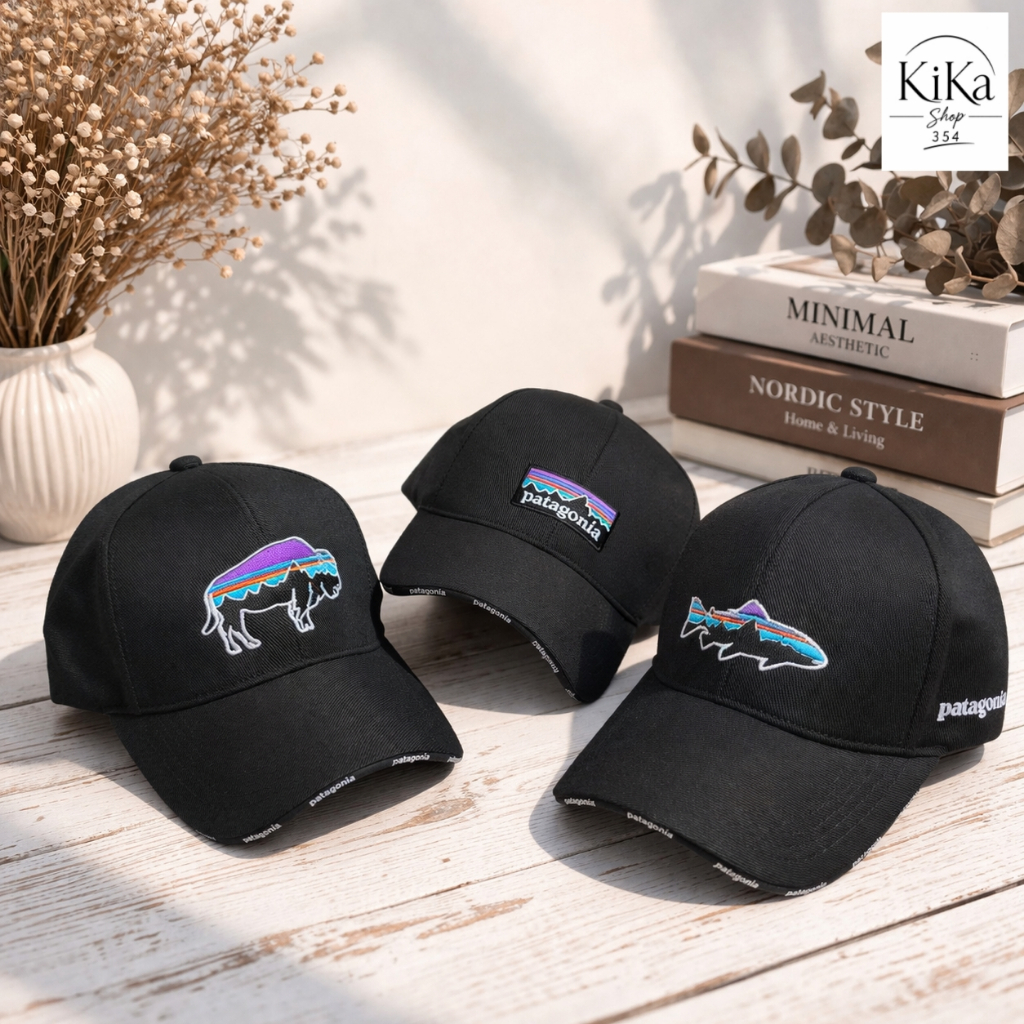 TOPI Baseball Distro Logo Patagonia Rafel Premium All Size Hitam Coklat