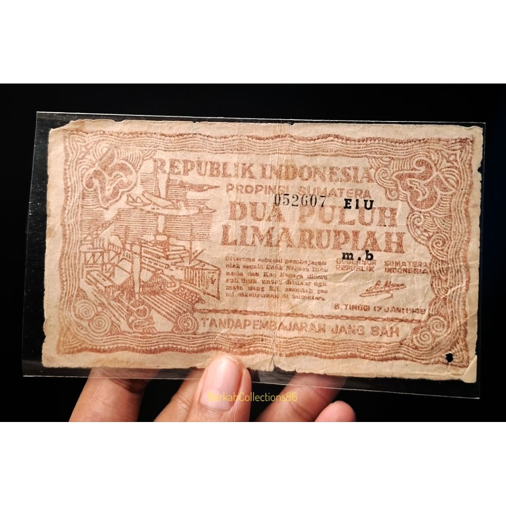 koleksi 25 rupiah orida propinsi  sumatra tahun 1949
