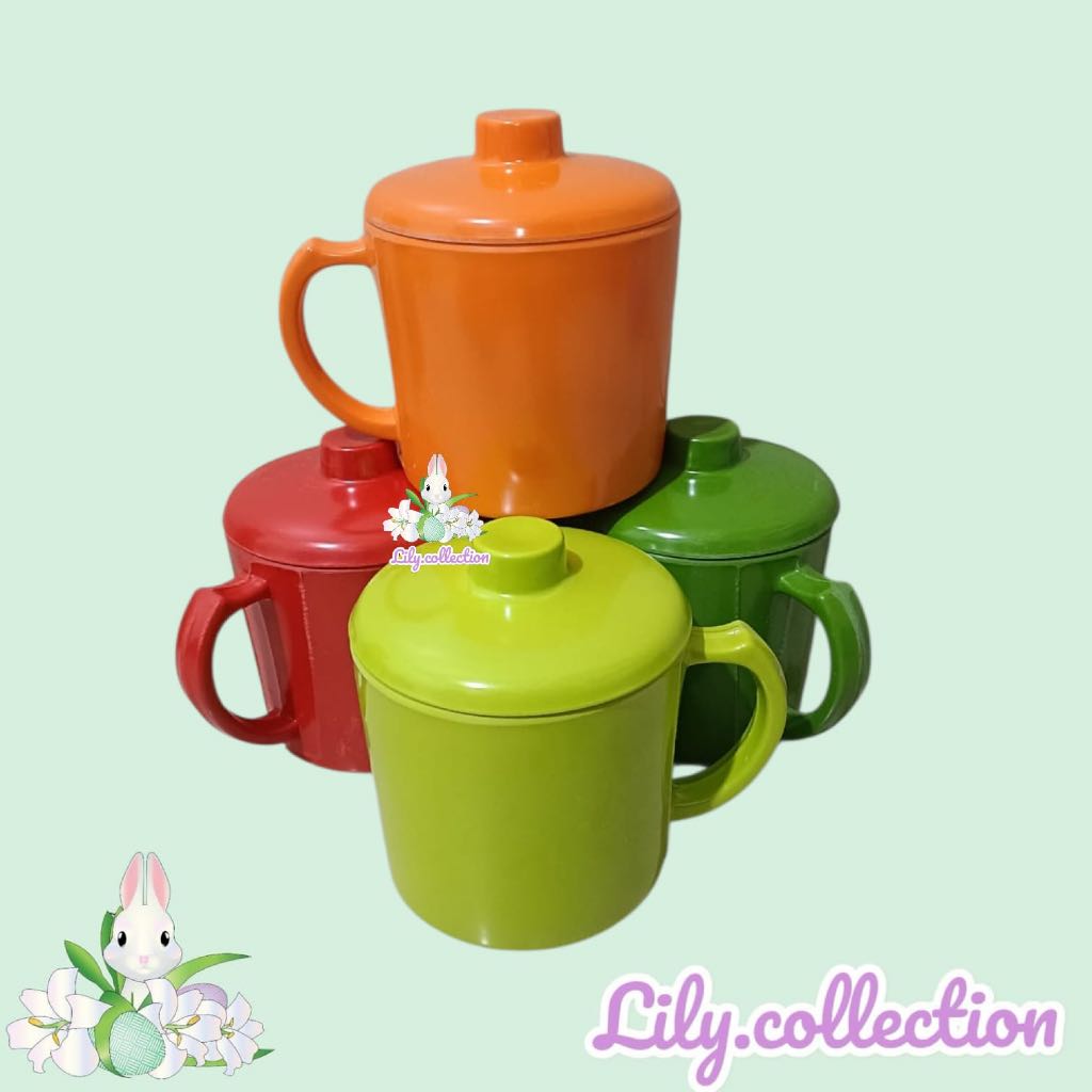 Gelas Tutup Melamin 650ml | Gelas Lucu | Mug Melamin | Mug Tutup Melamin 650ml - LILYCOLLECTION