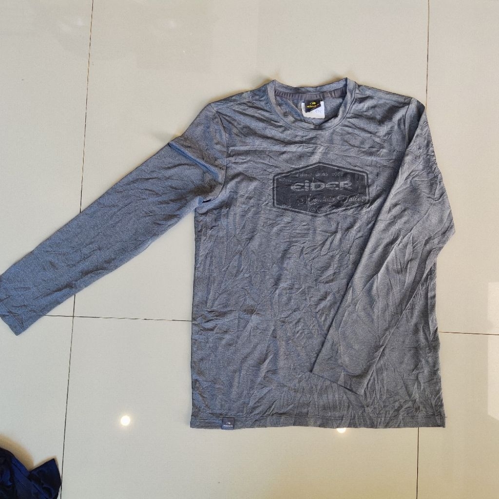 kaos Outdoor lengan panjang Eider Grey anak cewek