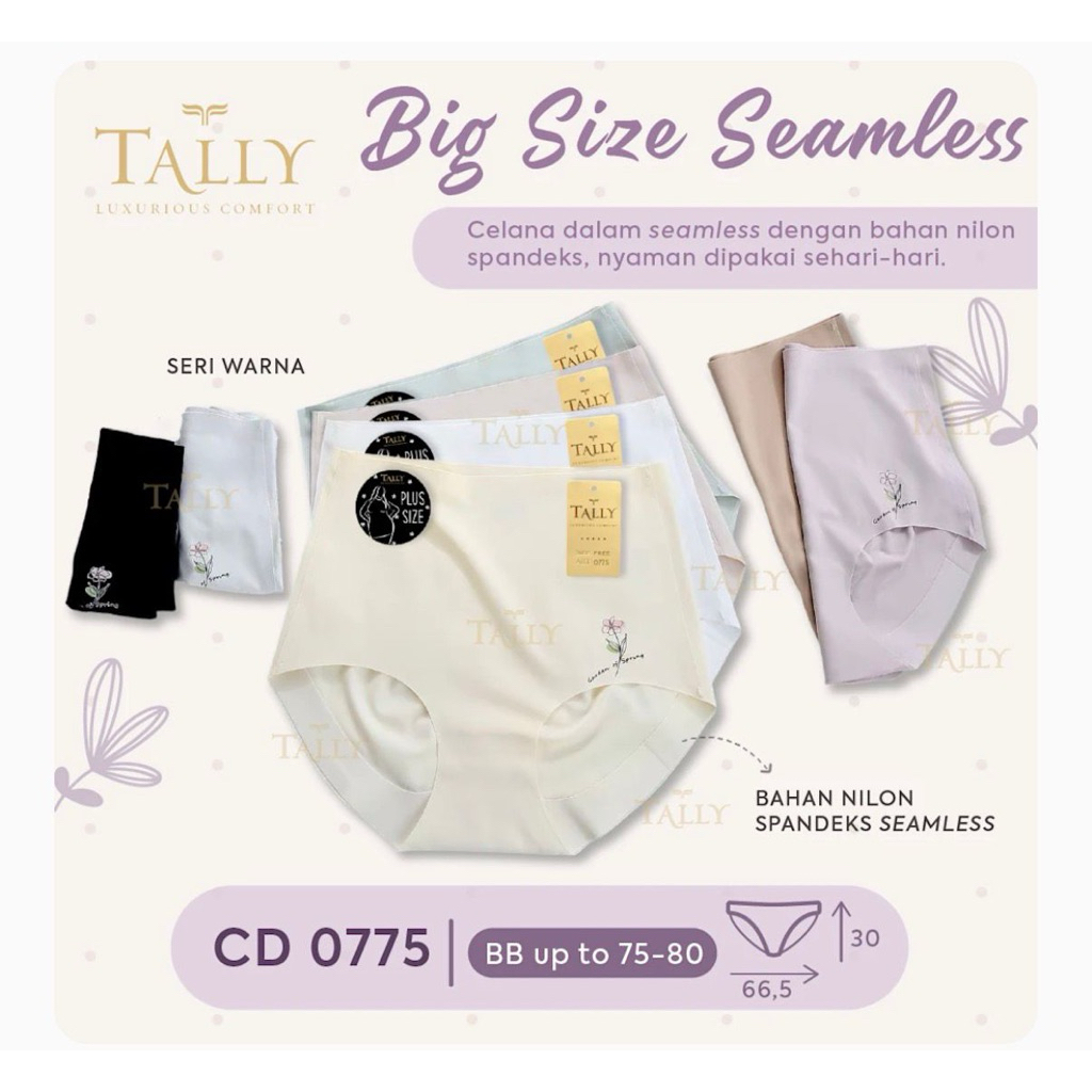 Tally cd celana dalam jumbo 0775 nylon spandex big size seamless Fit XL