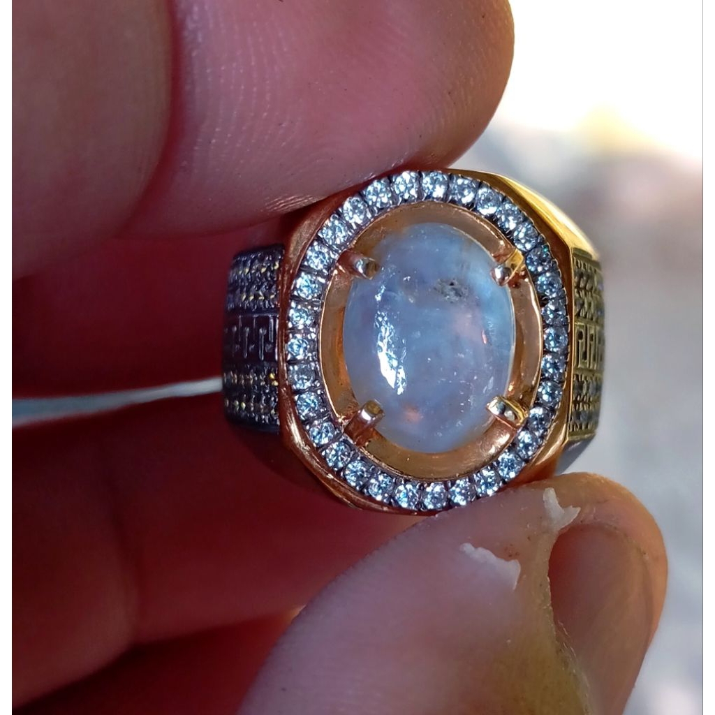 silky milky star blue safir Ceylon Srilanka no heated memo ring perak microsetting mewah
