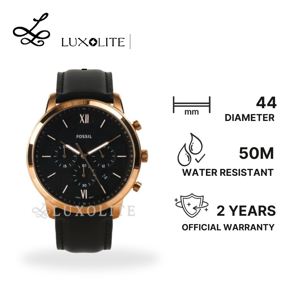 [Luxolite] FOSSIL Jam Tangan Pria Neutra Chronograph Stainless Steel Case Leather Strap FS5381