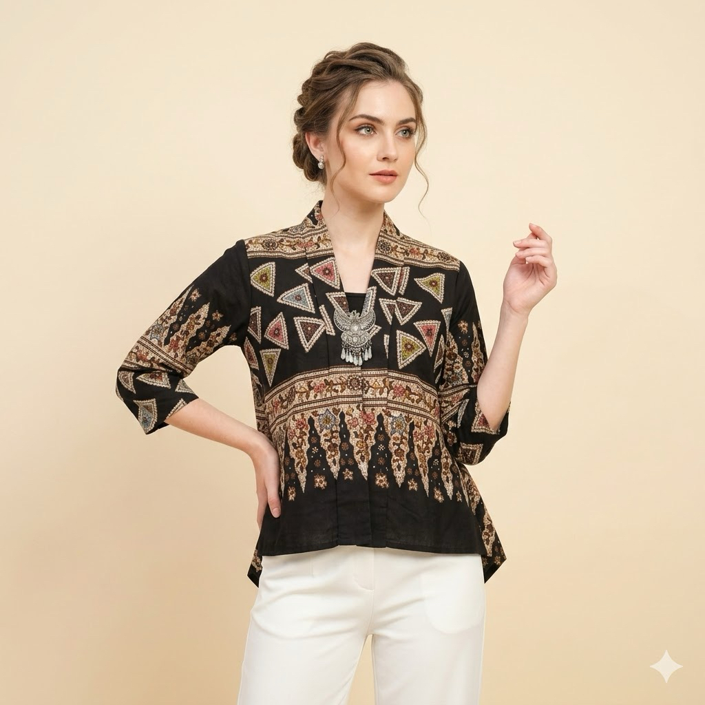 Shanaya Batik Blus alissa asmat Blouse Batik Kerja Model Kartini Cantik Elegan atasan wanita kantor