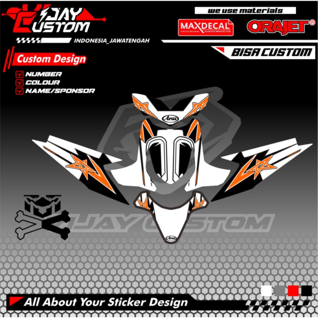 Decal Striping Stiker Full Bodiy Beat Karbu Old  Road Race Racing Custom Riquest Nama Nomor Sponsor 