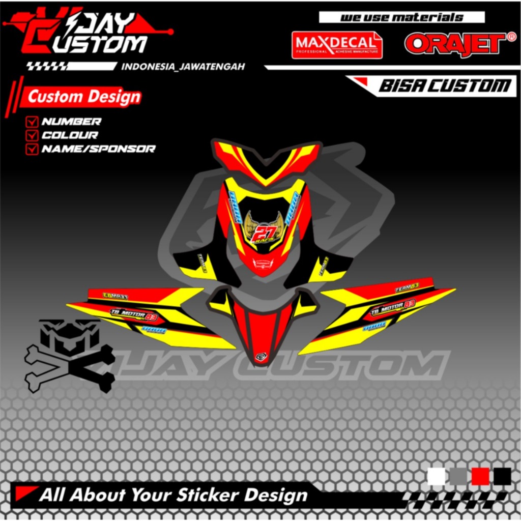 Decal Striping Stiker Full Bodiy Beat Karbu Old  Road Race Racing Custom Riquest Nama Nomor Sponsor 