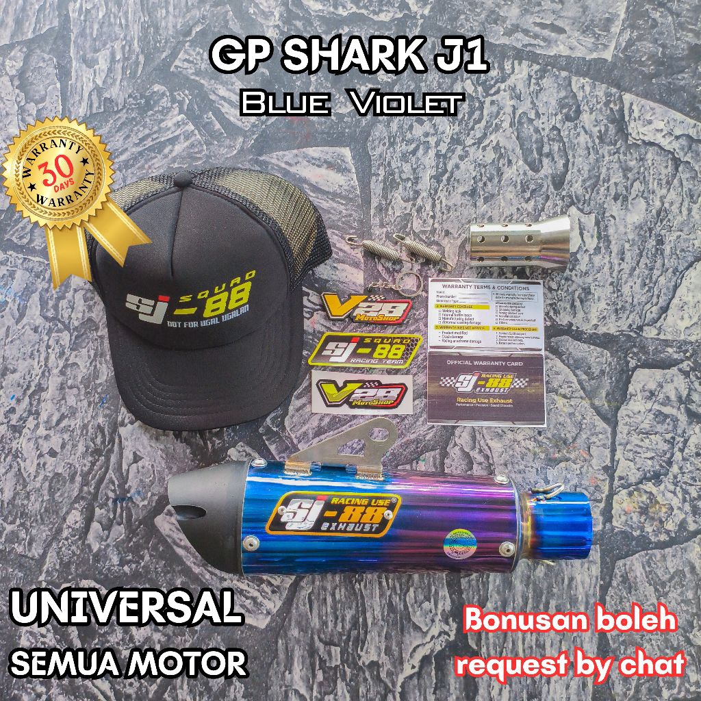 Knalpot SJ88 SILINCER type GP SHARK J1 J2 Blue Violet Silinser SJ-88 Racing Exhaust Bluemoon Slinser
