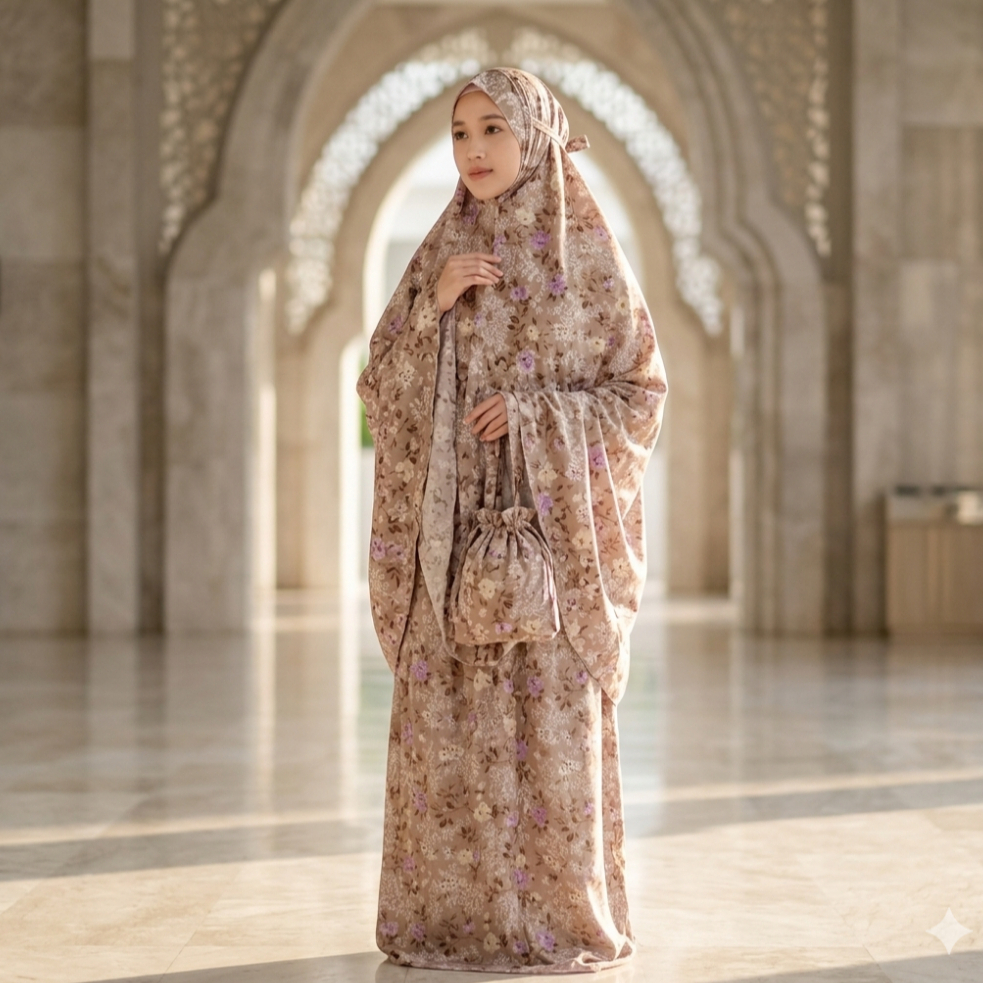 falaq - MUKENA TRAVELING DEWASA MOTIF BUNGA 2 IN 1