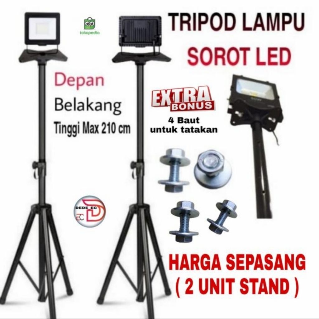Tripod Lampu Sorot Led/ Tiang Lampu Sorot Led lampu tembak(2 unit Tripod)