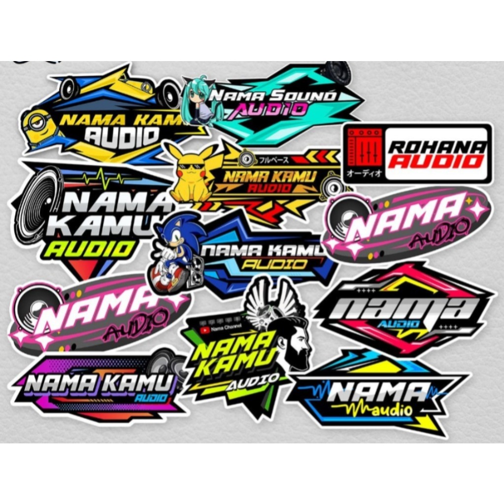 Stiker Audio Custom Nama Logo Sticker Sound System Musik Youtube Channel Spt Brewog Bahan Vinyl Anti