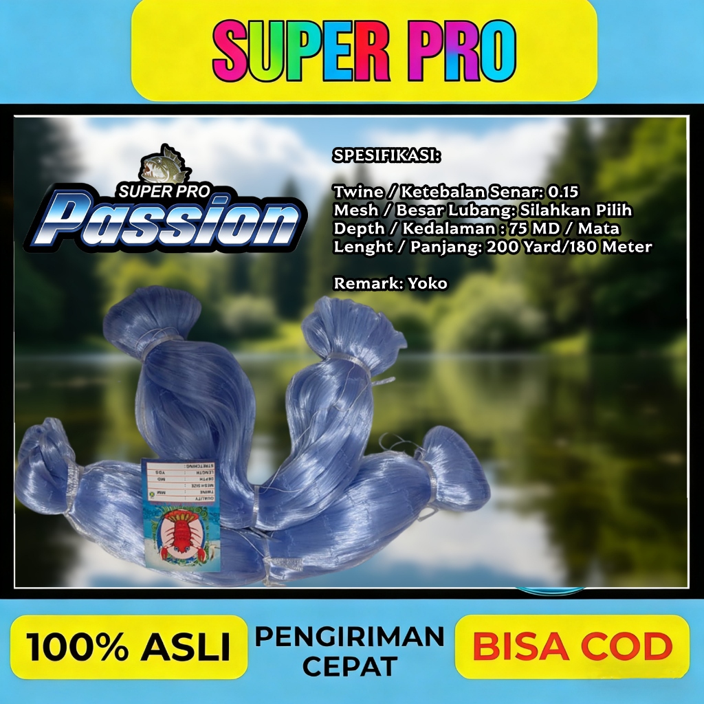 Promo Jaring ikan biru panjang180meter/Jaring Padi senar jaring ikan 015mm 75mdx200yds yoko