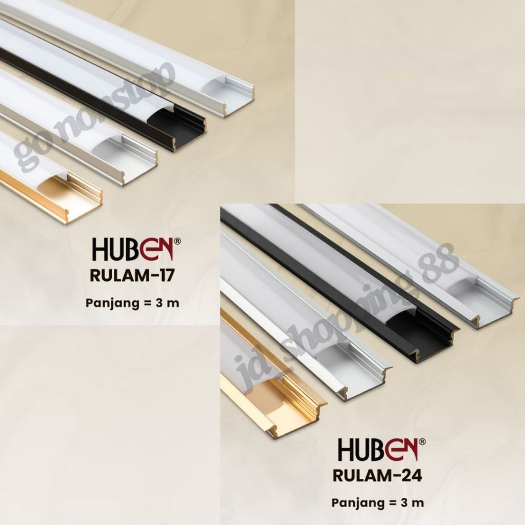 List Rel Rumah Lampu Huben Led Strip Alumunium Acrylic Cover