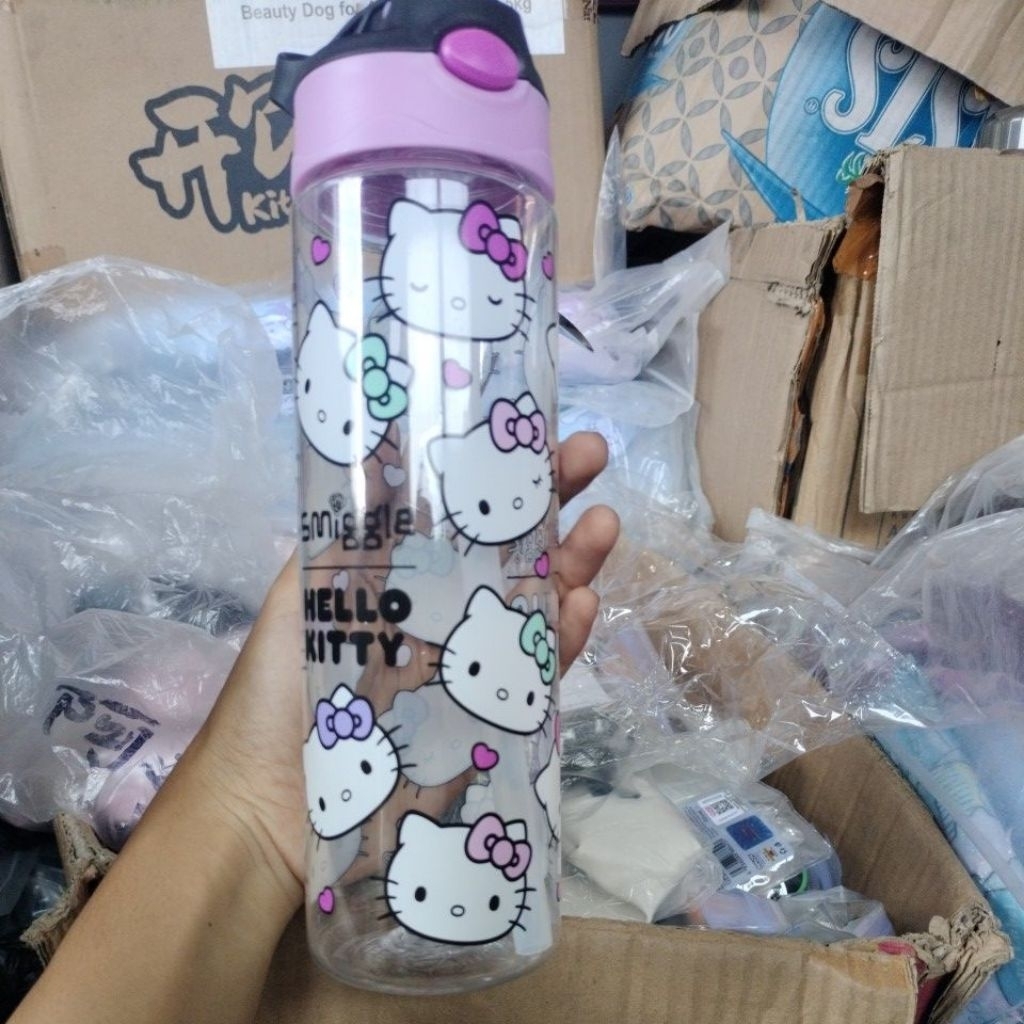 Botol minum plastik bening 500ml tutup putar snoopy