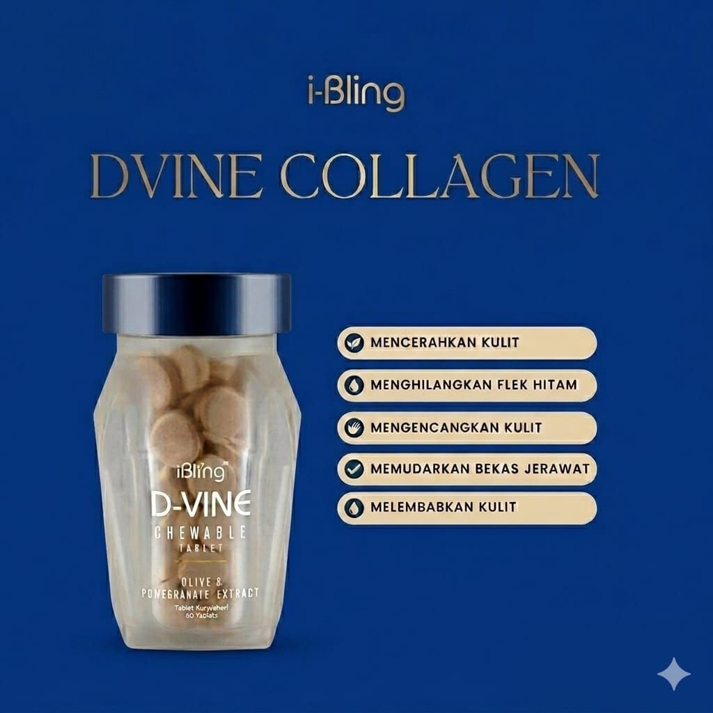 DVINE COLLAGEN ORIGINAL 100% ORI BPOM - D VINE SUPLEMEN PEMUTIH KULIT