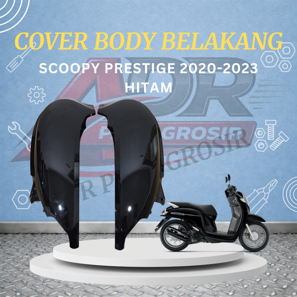 Cover Body Belakang Honda Scoopy Prestige 2020-2023 Bodi Samping Scoopy Prestige K2F HITAM Tenshi