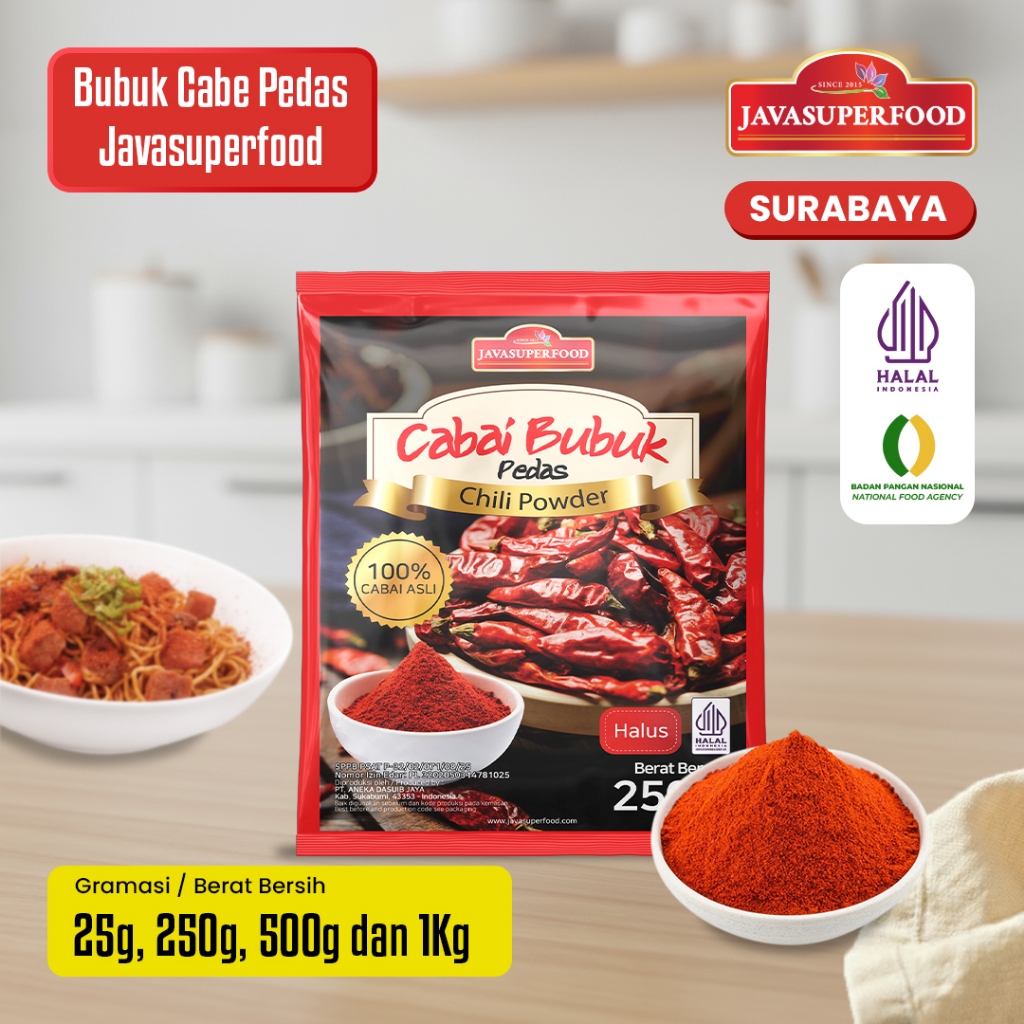 (HALAL) Bubuk Cabe Pedas Java Superfood/ Bubuk Cabe Super Pedas / Cabe Bubuk Halus / Cabai Kering Ha