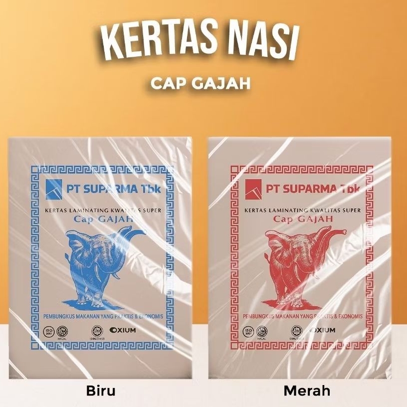 Kertas Nasi Coklat , Kertas Nasi Bungkus , Kertas Nasi Gajah Merah, Kertas Nasi Gajah Biru