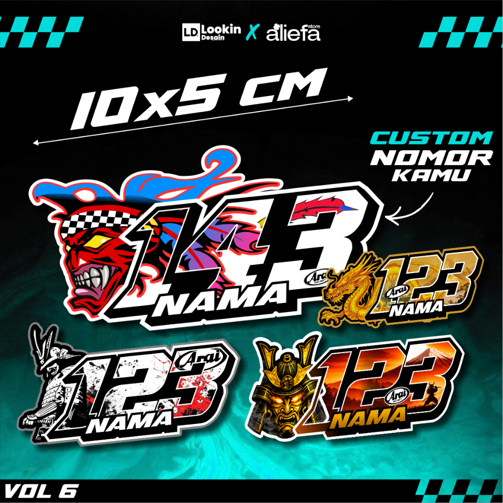 STIKER NOMOR RACING CUSTOM VIRAL, STIKER NOMOR ARAI START NAMA DAN NOMOR SENDIRI