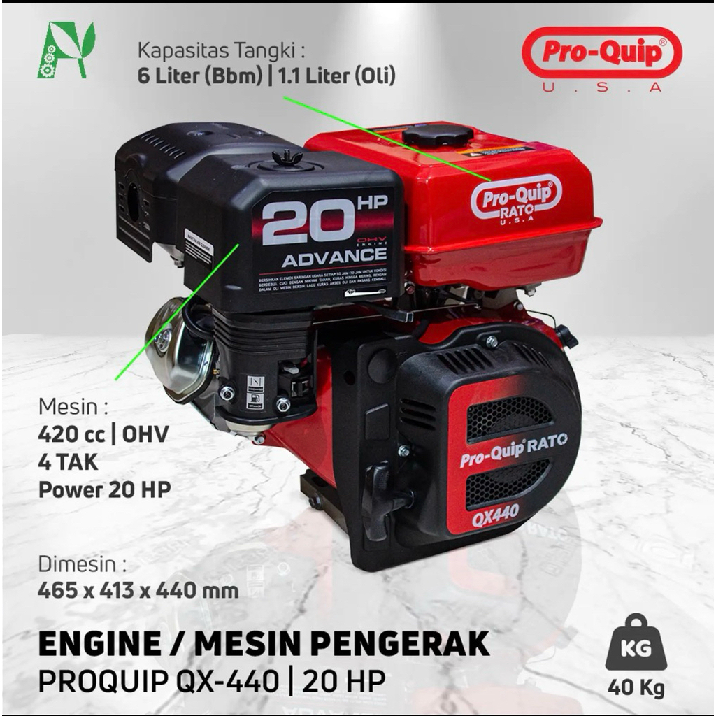 MESIN PENGGERAK ROBIN KATO GX 440 Pro quip 20hp / mesin Robin 20hp gx440pro Quip putaran 1:1