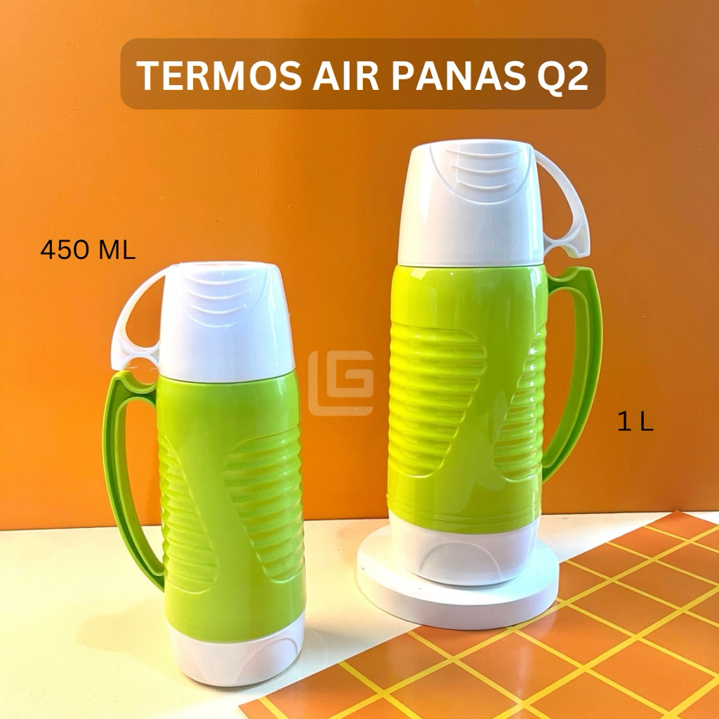 Termos Air Panas Q2 Kaca Vacuum Flask 450ml / 1 Liter | Termos Minuman Panas dengan Gelas Tutup
