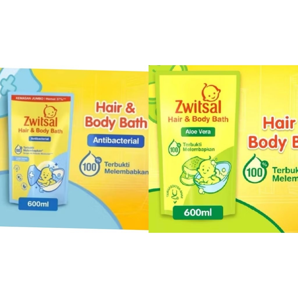 Zwitsal Sabun Cair Baby Hair & Body Bath 600 ml