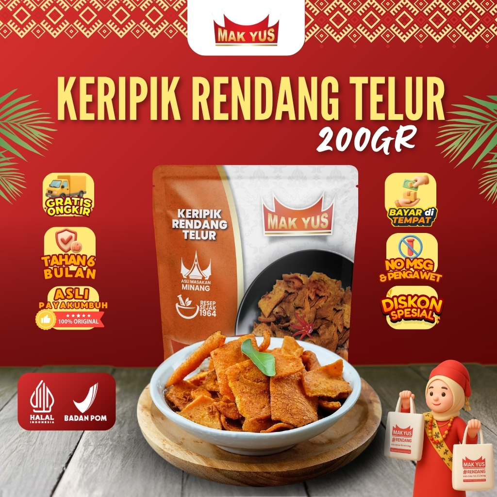 Rendang Mak Yus - Keripik Rendang  Telur 200gr