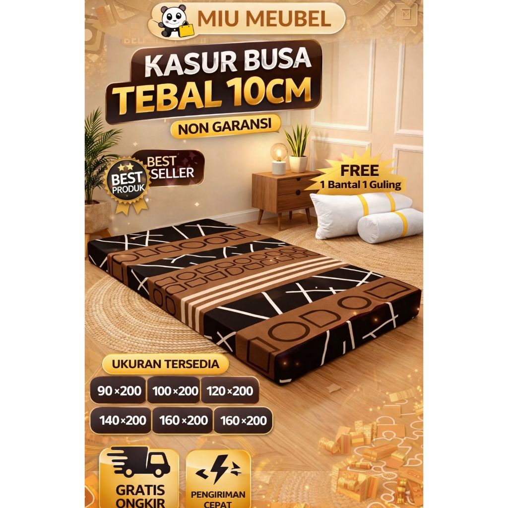 (INSTAN) Kasur matras spon busa tebal 10cm Free Bantal & Guling 90x200 100x200 120x200 140x200 160x2
