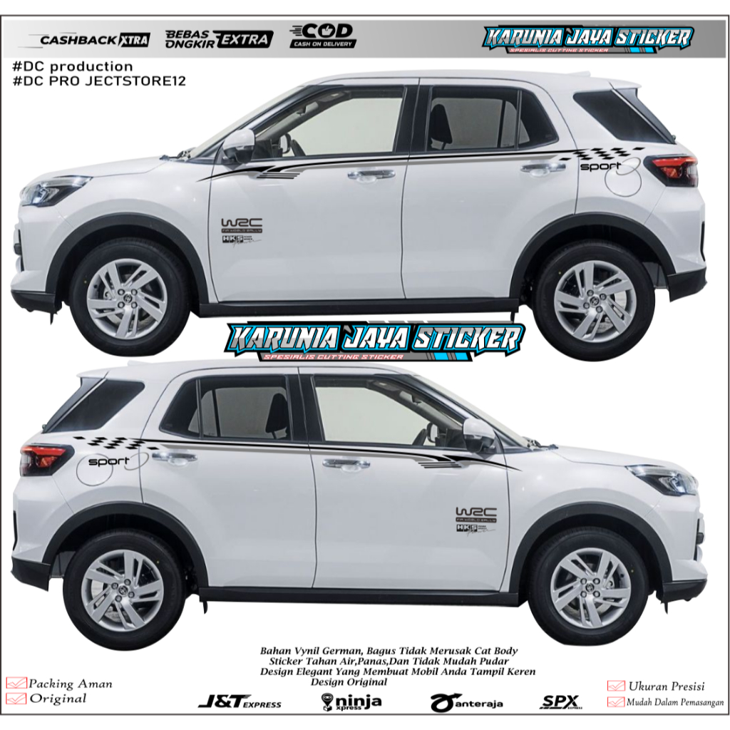 sticker mobil toyota raize cutting stiker list mobil raize