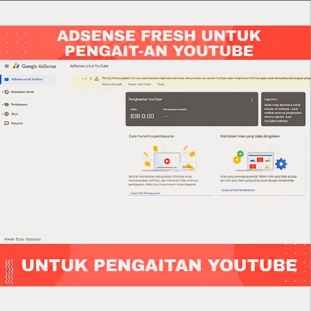 ADSENSE FRESH UNTUK PENGAITAN YT TERMURAH