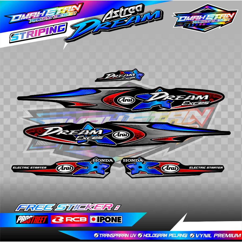 STRIPING VARIASI HONDA ASTREA DREAM - ARAI EDITION / STICKER LIST VARIASI MOTOR ASTREA DREAM