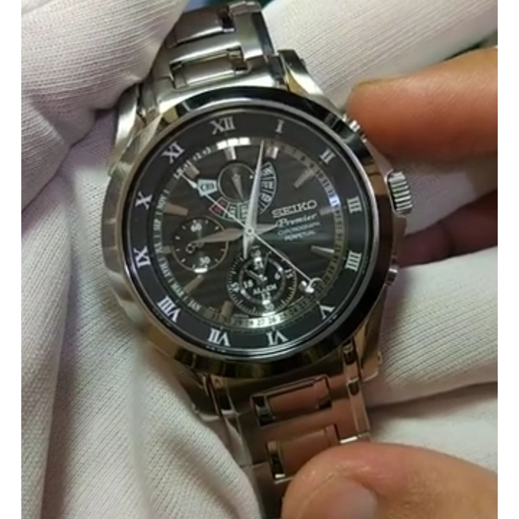 Jam tangan Seiko Premier Kinetic SNP161P1 SNP161 Perpetual Calendar Blue Original (Second)