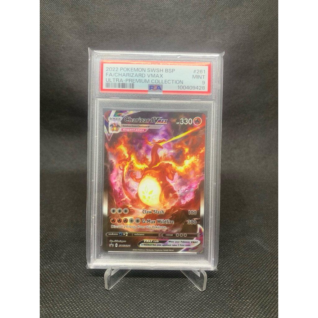 PSA 9 Charizard vmax promo inggris swsh 261- slab grading pokemon original charizard sar charizar ch