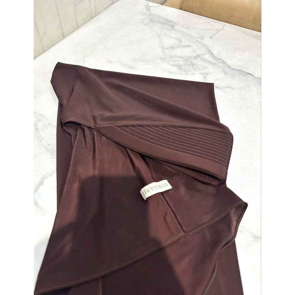 PL Fay bergo spandek jilbab  hijab sport tiebymin asli ukuran L coklat pramuka