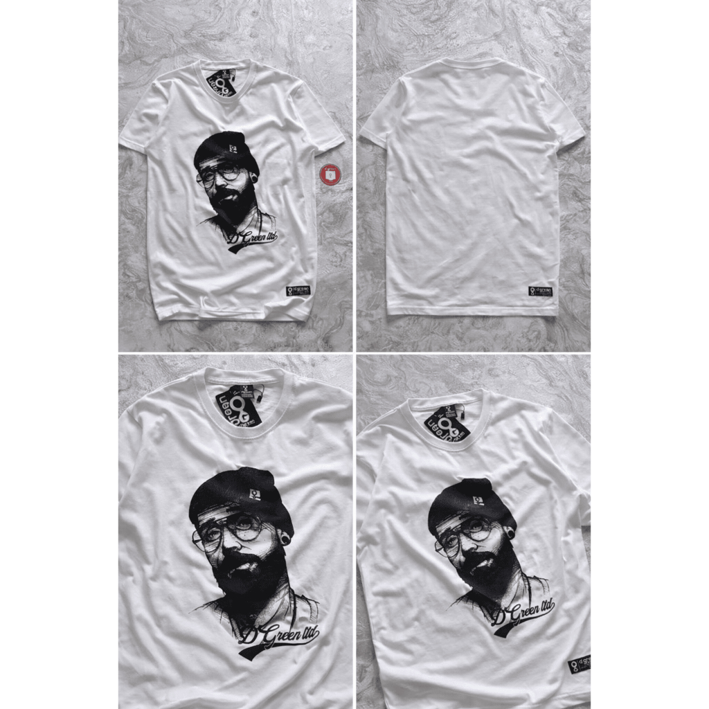 Kaos Putih Lengan Pendek Motif Portrait D Green Ltd Desain Streetwear Unisex