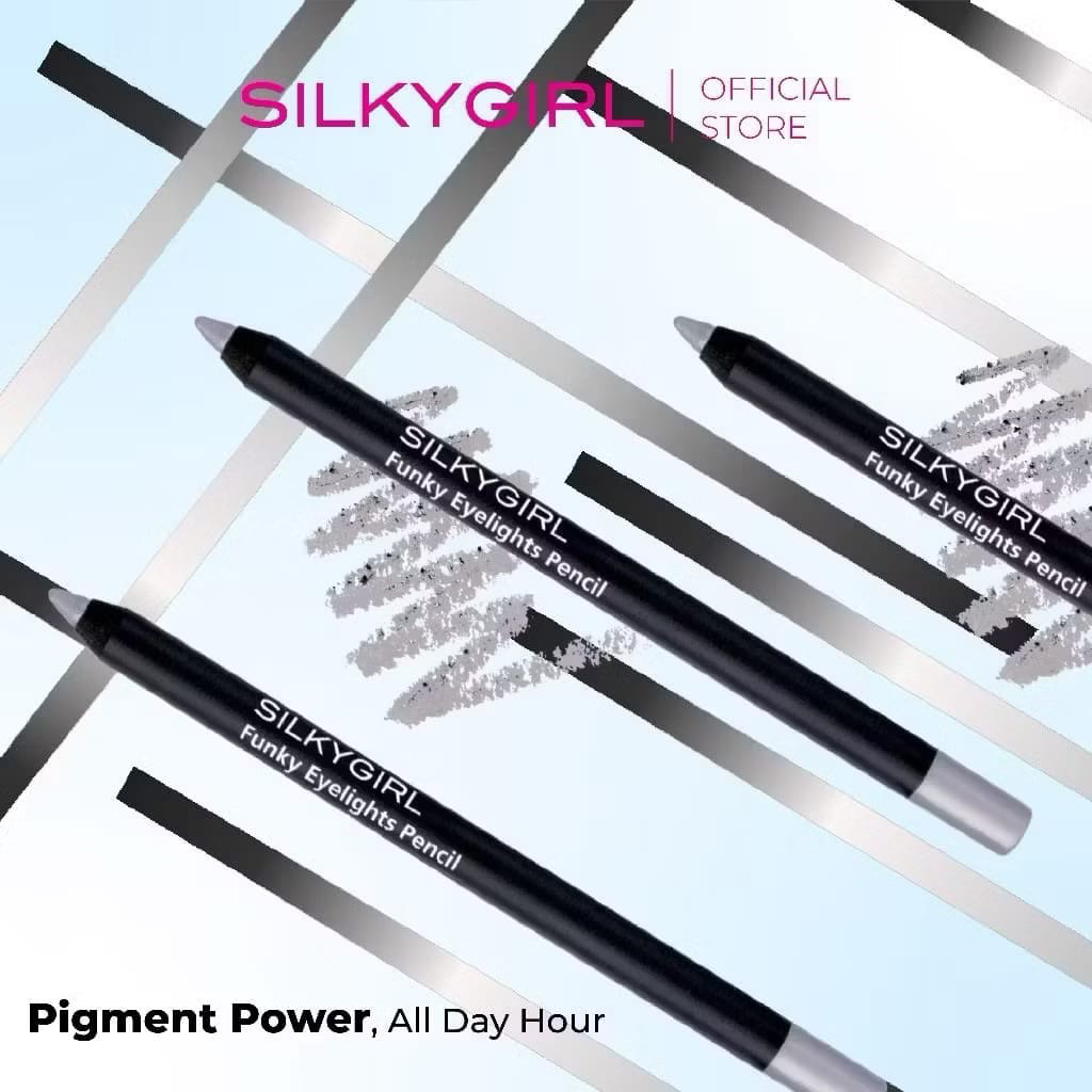 Silkygirl Fingky Pensil Eyeliner - Warna Silver, Tahan Air, Tekstur Lembut