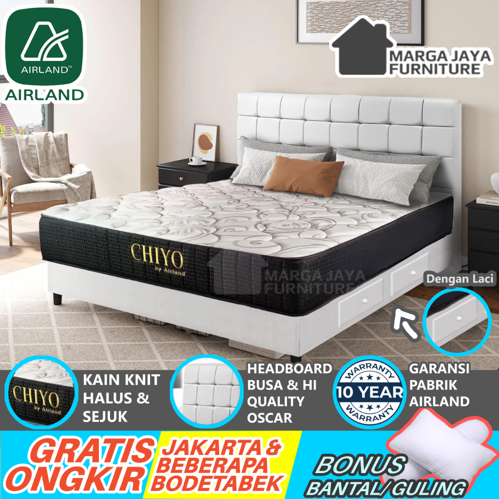 Spring Bed SET Kasur AIRLAND CHIYO 120x200 160x200 180x200 ORIGINAL 100% ORI 120 160 180 200 cm Ranj