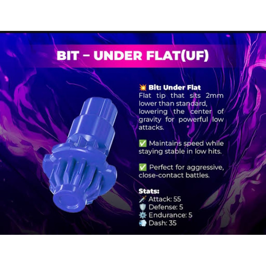 BIT UNDER FLAT (UF) BEYBLADE X - NEW - TAKARA TOMY - ORI - FROM SHARK SCALE DECK SET