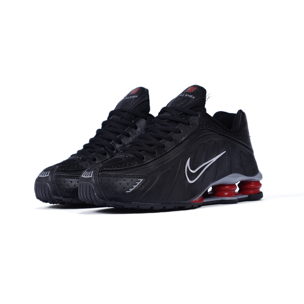 (NSASRWHM)NIKE Sepatu Air Shox R4 Pria Wanita Hitam Merah