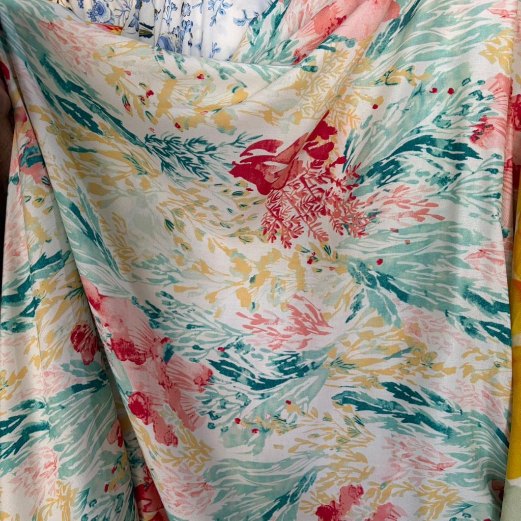 (harga/0,5m) kain katun rayon viskose premium motif bunga kecil terbaru || bahan kain untuk mukena g